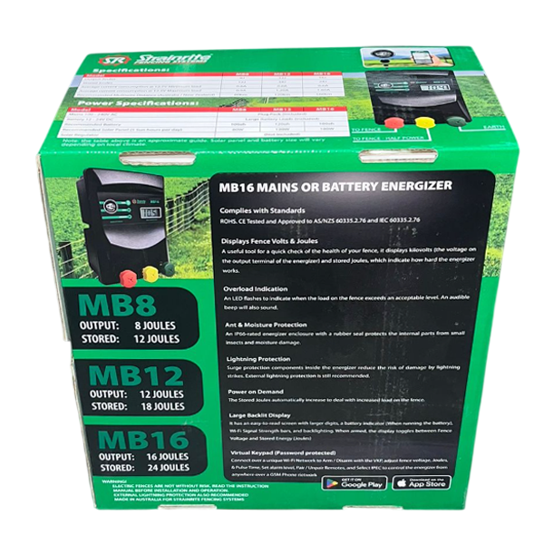Strainrite MB8 Mains or Battery IP Energizer USA